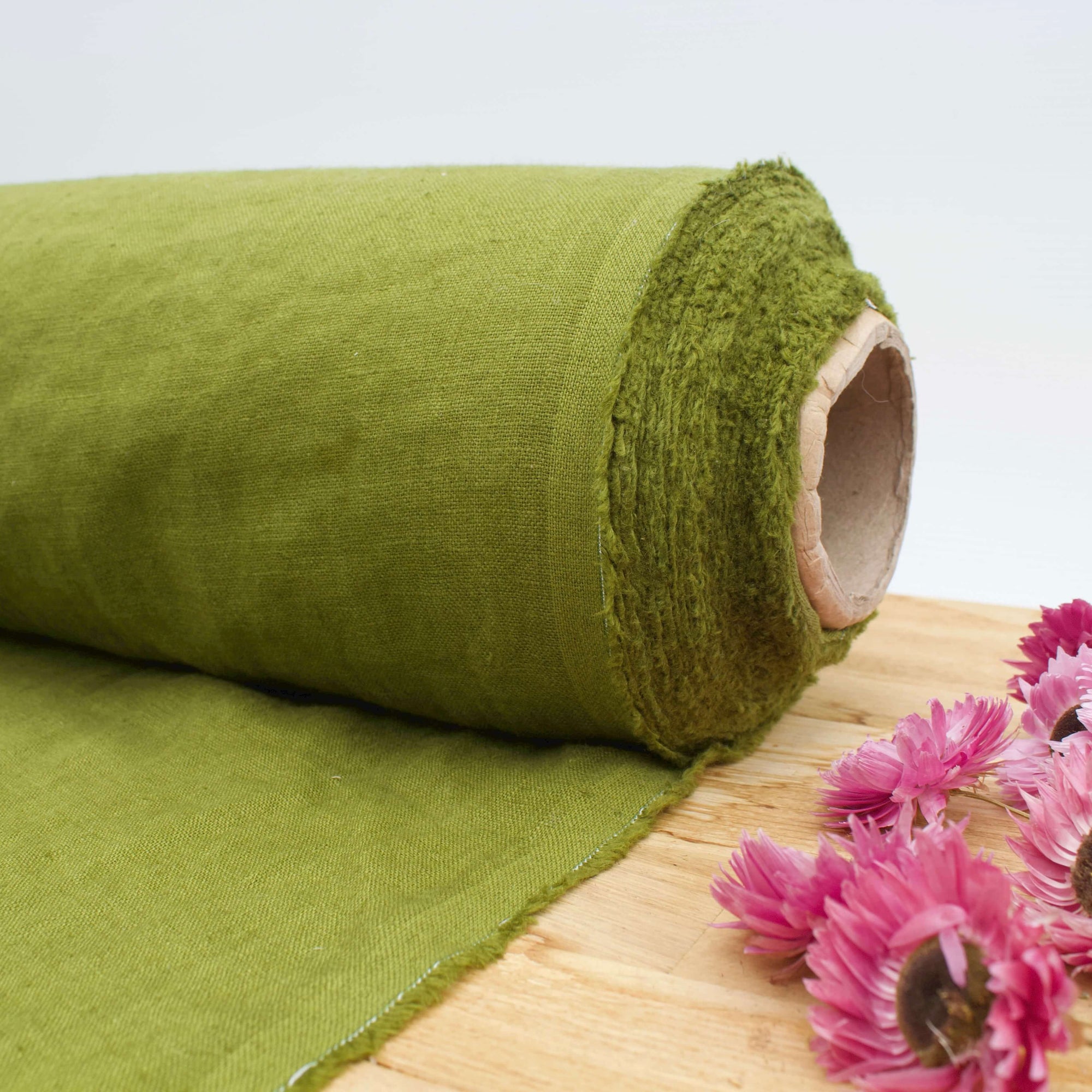 Moss Green Linen Fabric