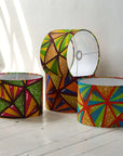 Yellow and Green Geometric Triangles African Lampshade