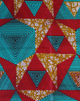Deep Red and Aqua Triangles and Hexagons Fabric