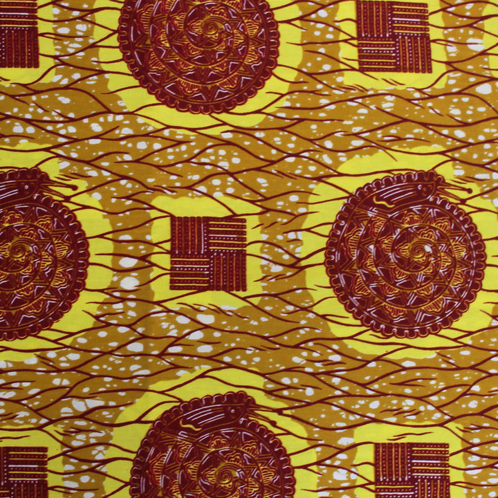 Yellow Snail African Wax Print Fabric |