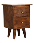 Chestnut Bedside Table with Two Drawers