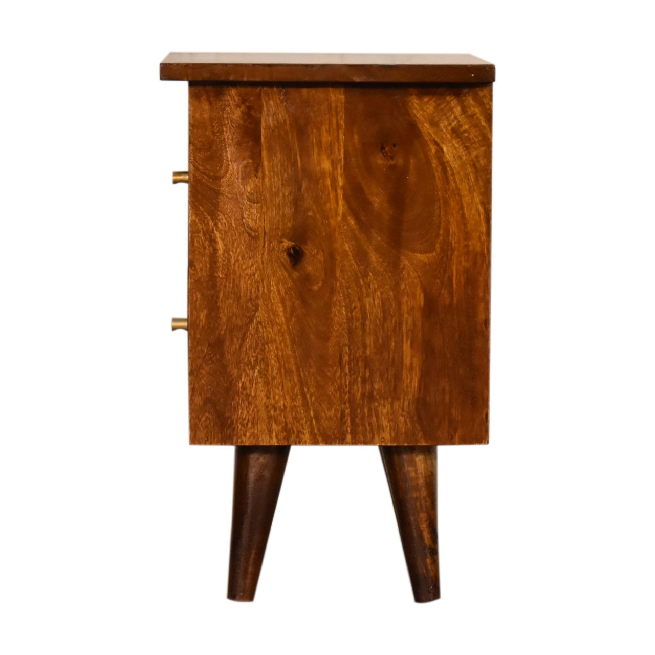 Chestnut Bedside Table with Two Drawers