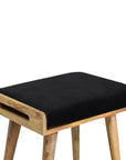 Black Velvet Mango Wood Footstool