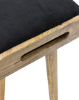 Black Velvet Mango Wood Footstool