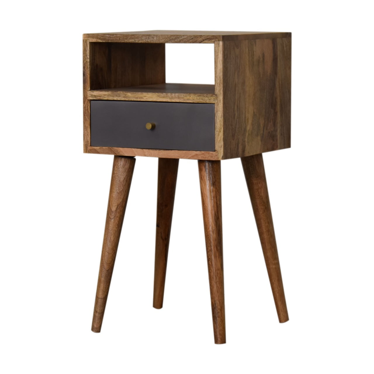 Small Mango Wood Bedside Table with Slate Drawer