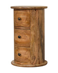 Narrow Drum Chest of Drawers in Oak Finish