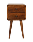 Small Chestnut Curved Bedside Table