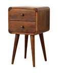 Small Chestnut Curved Bedside Table