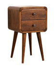 Small Chestnut Curved Bedside Table