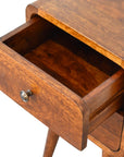 Small Chestnut Curved Bedside Table