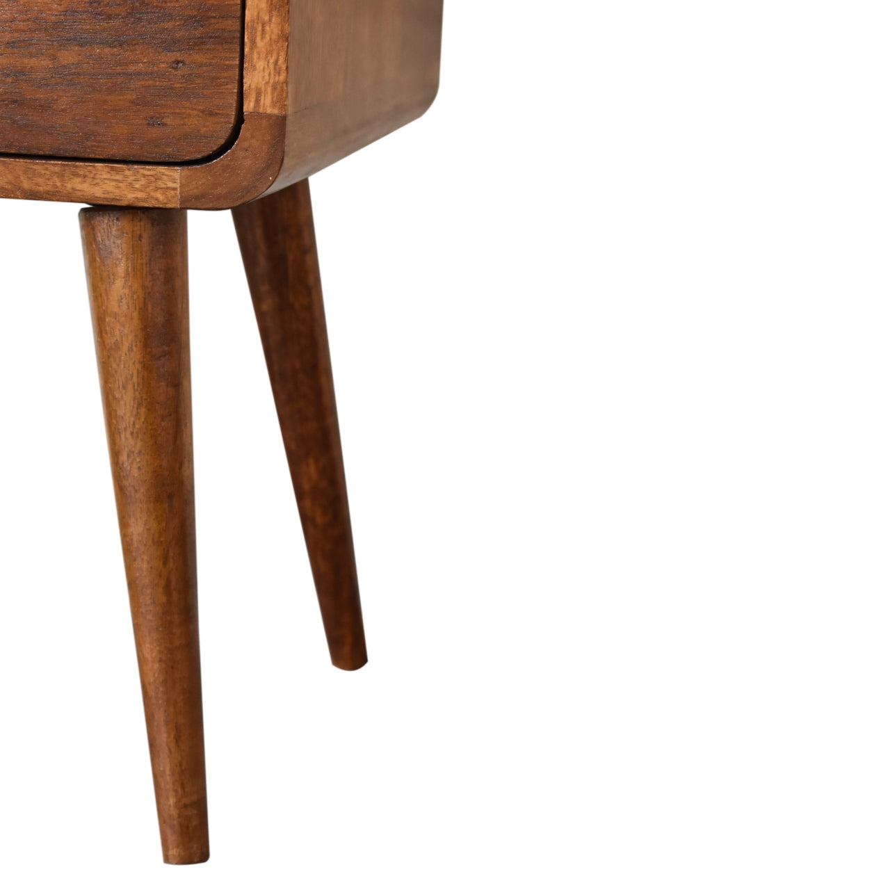 Small Chestnut Curved Bedside Table