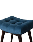 Small Teal Velvet Curved Bench