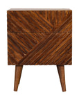 Arwa 2 Drawer Mango Wood Bedside Table in Chestnut