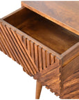 Arwa 2 Drawer Mango Wood Bedside Table in Chestnut