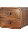 Chestnut Curve Floating Bedside Table with Two Drawers