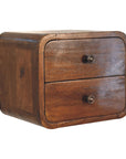 Chestnut Curve Floating Bedside Table with Two Drawers