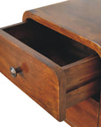 Chestnut Curve Floating Bedside Table with Two Drawers