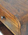 Small Curved Floating Bedside Table in Chestnut Finish