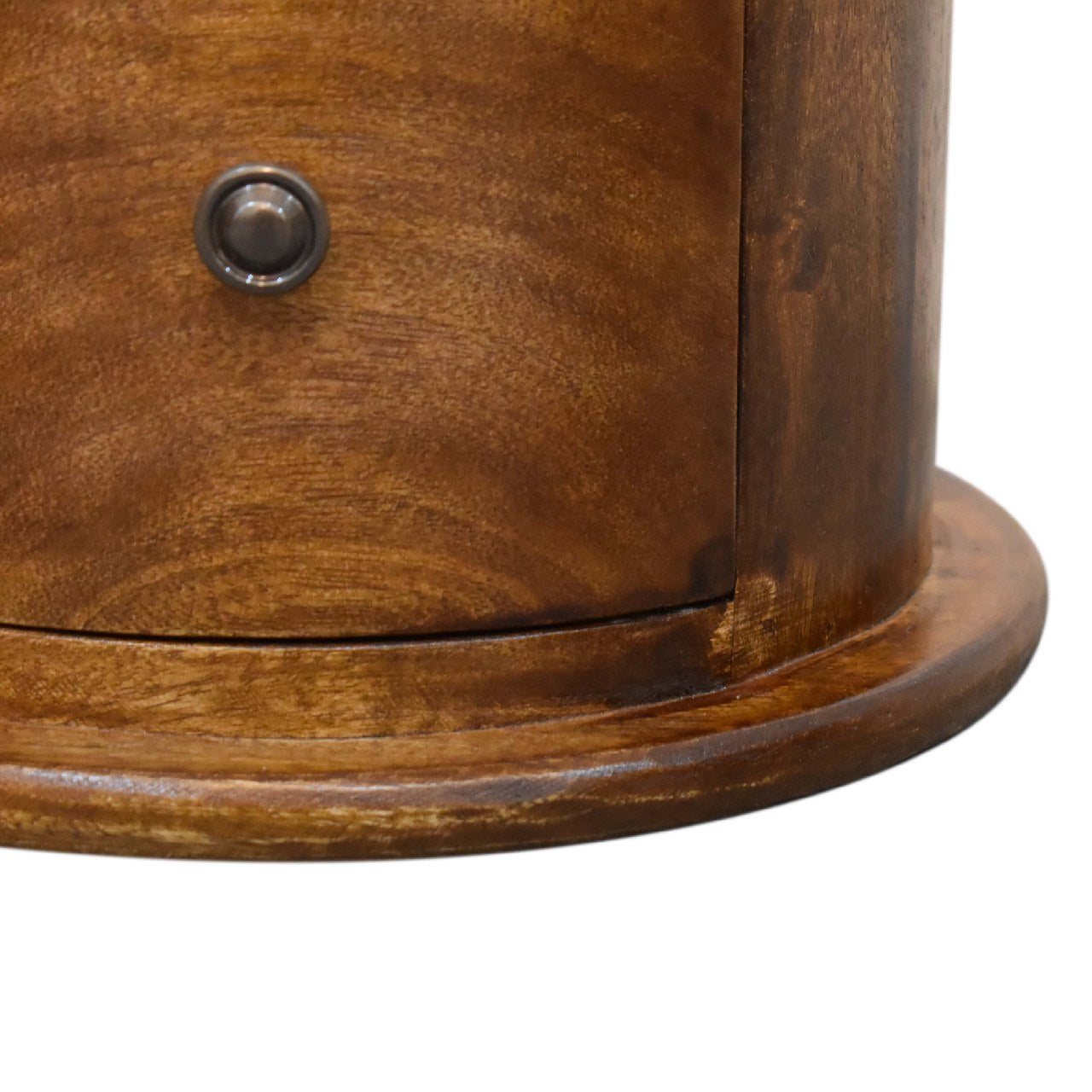 Small Drum Bedside Table in Chestnut Finish