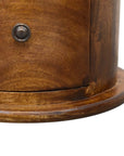 Small Drum Bedside Table in Chestnut Finish