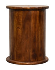 Small Drum Bedside Table in Chestnut Finish