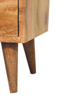 Narrow Mango Wood Bedside Table in Oak Finish