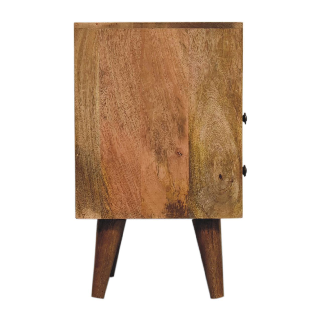 Narrow Mango Wood Bedside Table in Oak Finish