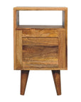 Narrow Mango Wood Bedside Table in Oak Finish