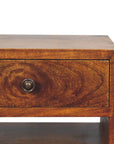 Narrow Chestnut Two Drawer Bedside Table