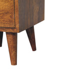 Narrow Chestnut Two Drawer Bedside Table