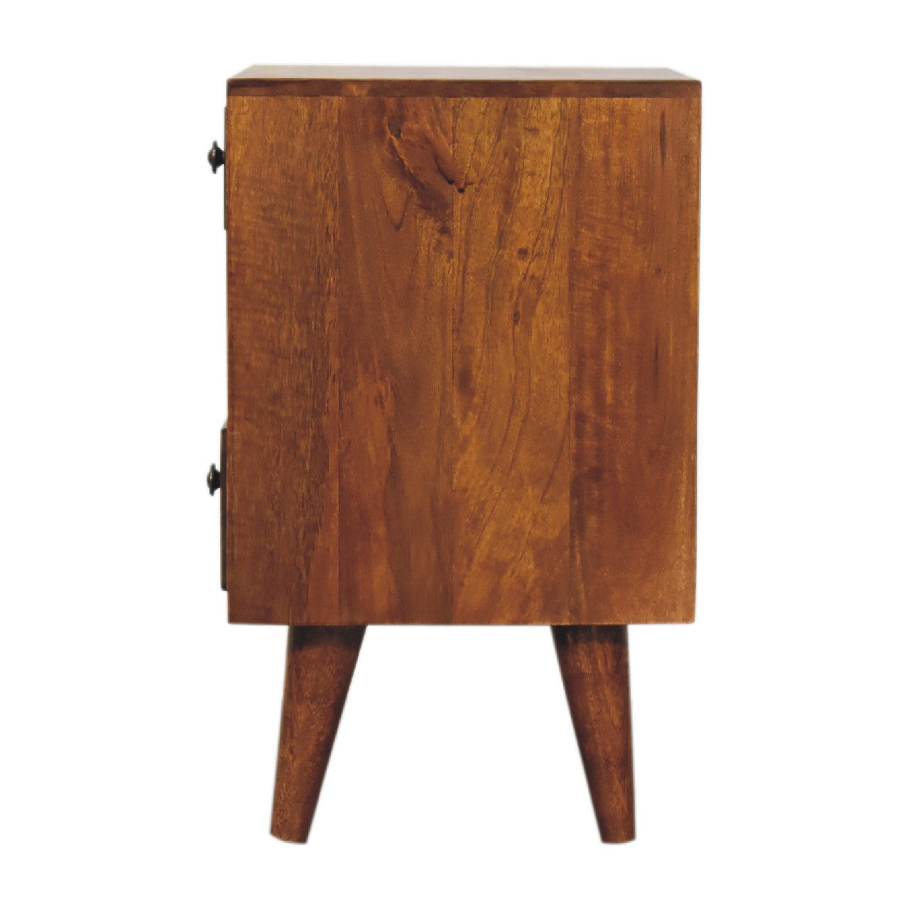 Narrow Chestnut Two Drawer Bedside Table