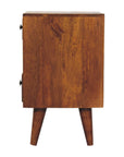 Narrow Chestnut Two Drawer Bedside Table