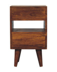 Narrow Chestnut Two Drawer Bedside Table