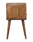 Small Curved Mango Wood Bedside Table in Oak Finish