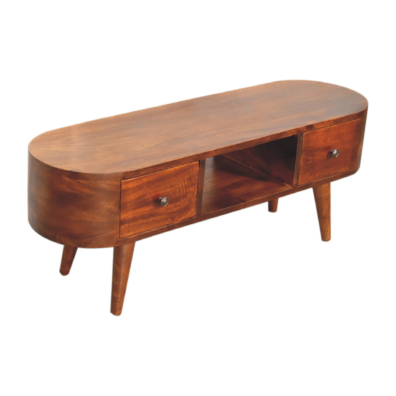 Laholm Mango Wood TV Unit in Chestnut