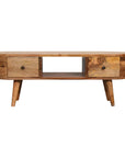 Rounded Mango Wood TV Unit with Double Drawers