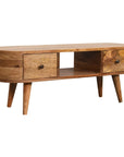 Rounded Mango Wood TV Unit with Double Drawers