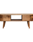 Rounded Mango Wood TV Unit with Double Drawers