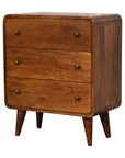 Narrow Curved Chestnut Chest of Drawers