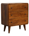 Narrow Curved Chestnut Chest of Drawers