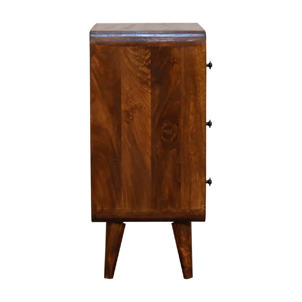 Narrow Curved Chestnut Chest of Drawers