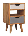 Small Grey and White Mango Wood Bedside Table