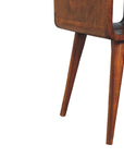 Small Curved Mango Wood Bedside Table in Chestnut Finish