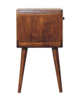 Small Curved Mango Wood Bedside Table in Chestnut Finish