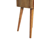 Narrow Mango Wood Bedside Table in Oak Finish