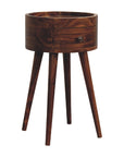 Round Sheesham Wood Bedside Table