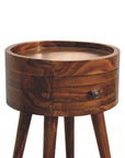 Round Sheesham Wood Bedside Table