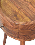 Round Sheesham Wood Bedside Table