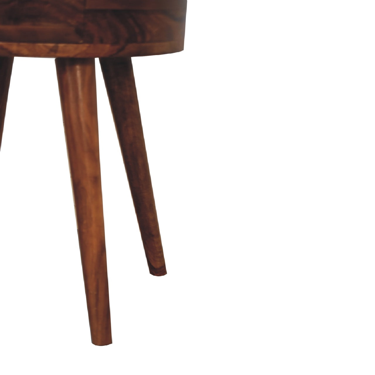 Round Sheesham Wood Bedside Table