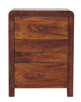 Three Drawer Bedside Table in Chestnut Finish